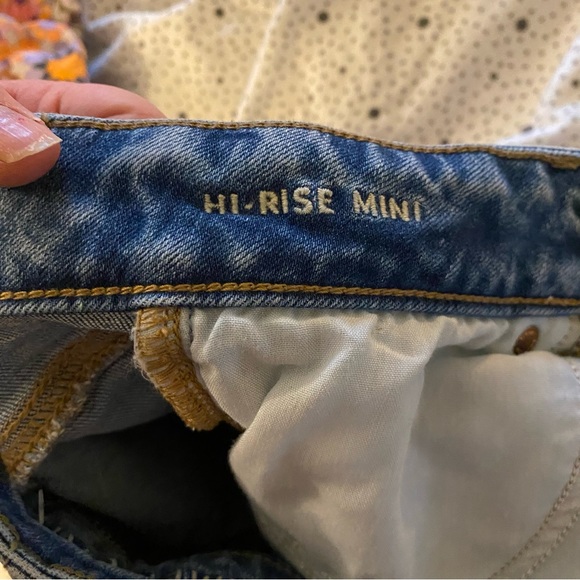 American Eagle Distressed Hi Rise Denim Skirt 00 - Picture 4 of 5